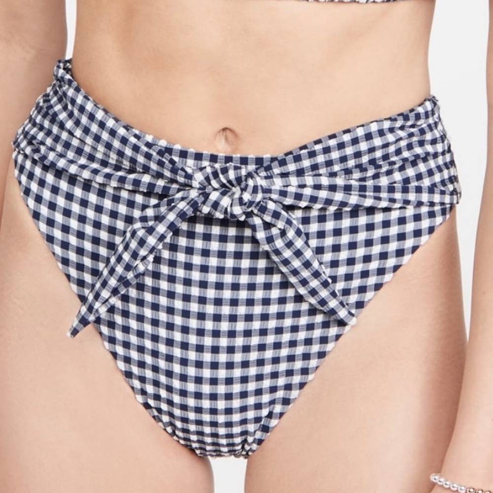 New Anthropologie Montce Paula Tie Up Bikini Bottoms Gignham Medium - Picture 1 of 7